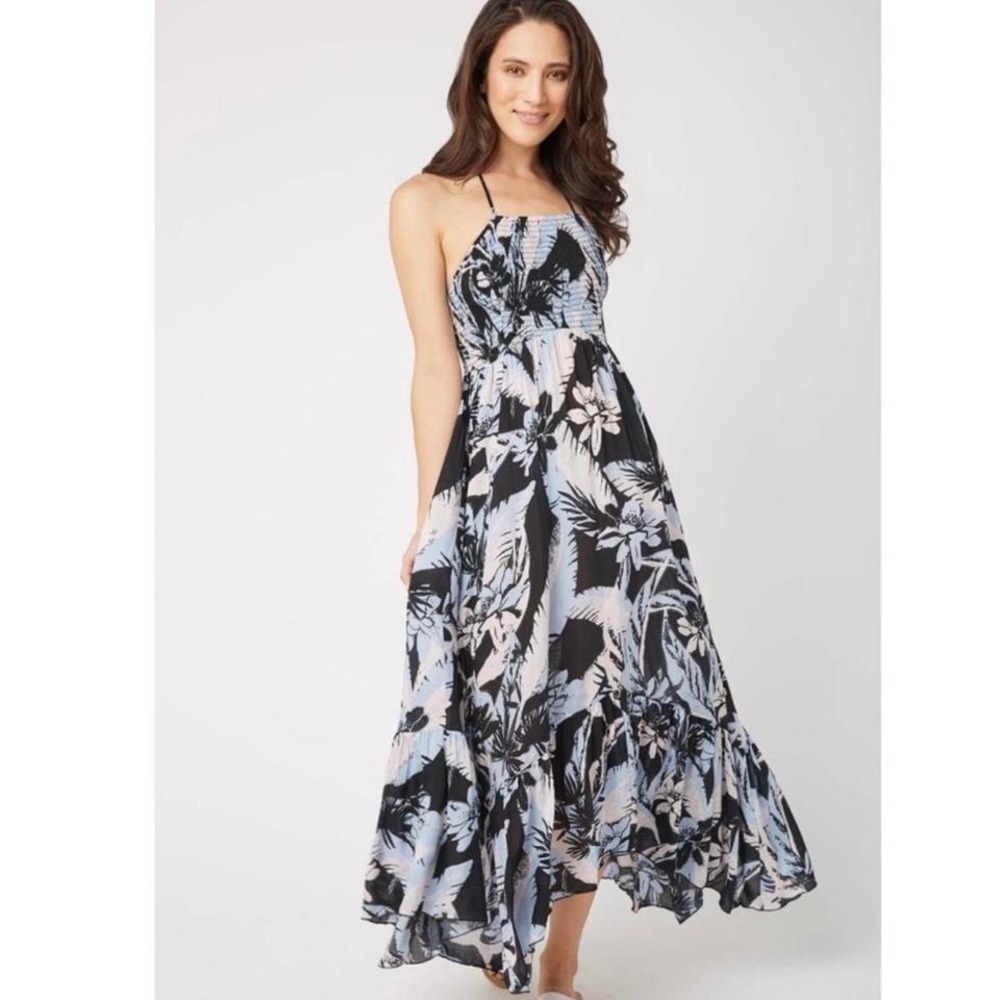Free People Intimately Floral Blue Smocked Dress